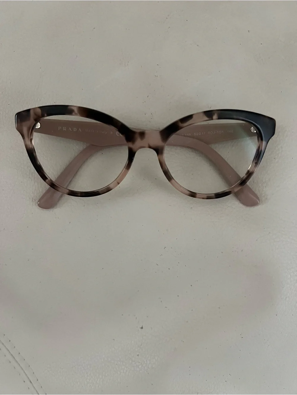 Prada Women's Cat Eye Tortoiseshell Optical Glasses-Dusty Pink Bows—Great shape!